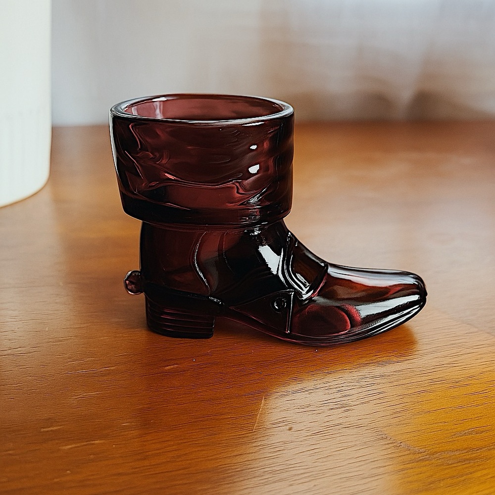 Vtg Mosser Purple Amethyst Cowboy Boot Toothpick Holder